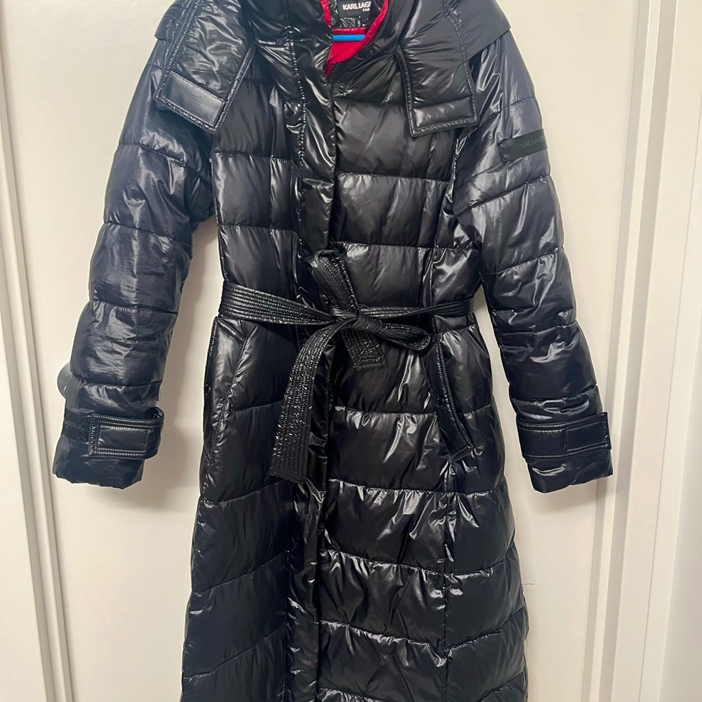 Karl Lagerfeld Shiny Black Puffer Coat